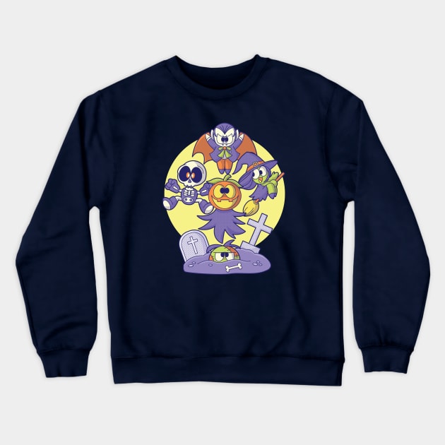 Spooky Halloween Ghoulies Crewneck Sweatshirt by Kappacino Creations